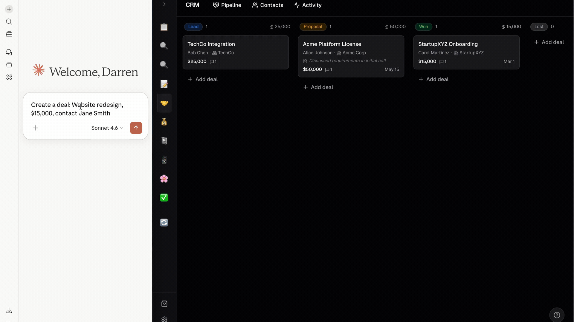CRM running in the Campshell app